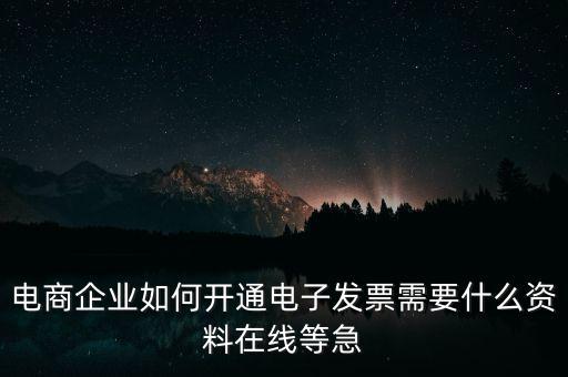 電商企業(yè)如何開通電子發(fā)票需要什么資料在線等急