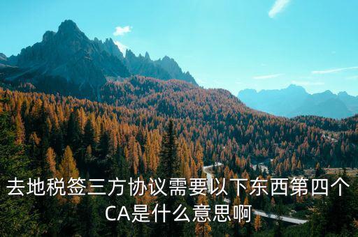 稅務(wù)局ca是什么意思，去地稅簽三方協(xié)議需要以下東西第四個CA是什么意思啊