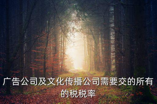 廣告公司交什么稅，廣告公司及文化傳播公司需要交的所有的稅稅率