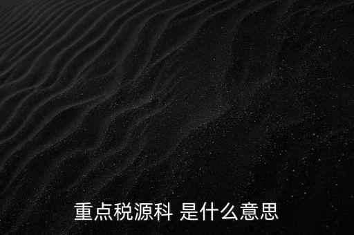 重點(diǎn)稅源科 是什么意思