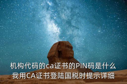 機構代碼的ca證書的PIN碼是什么我用CA證書登陸國稅時提示詳細