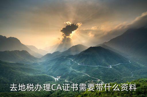 地稅ca帶什么，去地稅簽三方協(xié)議需要以下東西第四個CA是什么意思啊