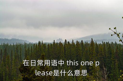 在日常用語中 this one please是什么意思