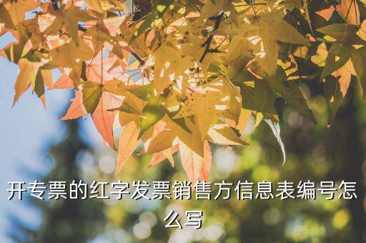 紅字信息表編號填什么用，開具紅字增值稅專用信息表 發(fā)票號怎么寫