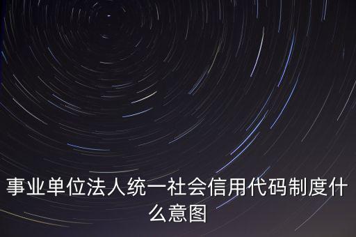 事業(yè)單位法人統(tǒng)一社會(huì)信用代碼制度什么意圖