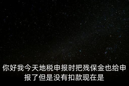 你好我今天地稅申報(bào)時把殘保金也給申報(bào)了但是沒有扣款現(xiàn)在是