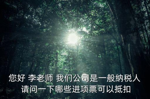 您好 李老師 我們公司是一般納稅人 請(qǐng)問(wèn)一下哪些進(jìn)項(xiàng)票可以抵扣