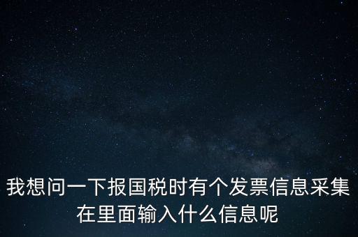 我想問(wèn)一下報(bào)國(guó)稅時(shí)有個(gè)發(fā)票信息采集在里面輸入什么信息呢