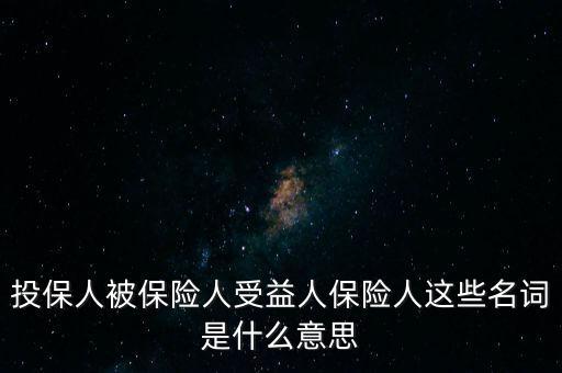 投保人被保險人受益人保險人這些名詞是什么意思