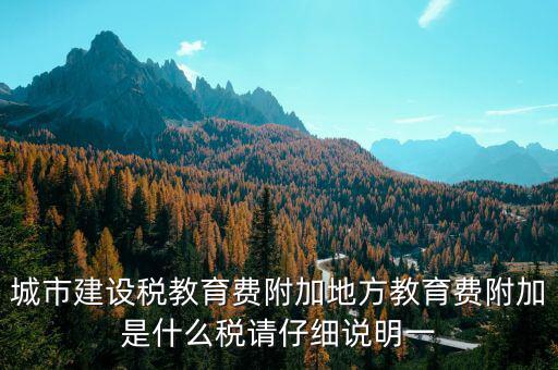 地方附加稅是什么，城市建設稅教育費附加地方教育費附加是什么稅請仔細說明一