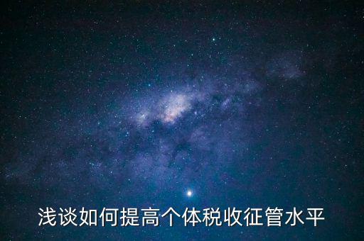 淺談如何提高個(gè)體稅收征管水平