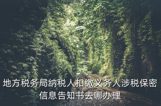 地方稅務(wù)局納稅人扣繳義務(wù)人涉稅保密信息告知書去哪辦理