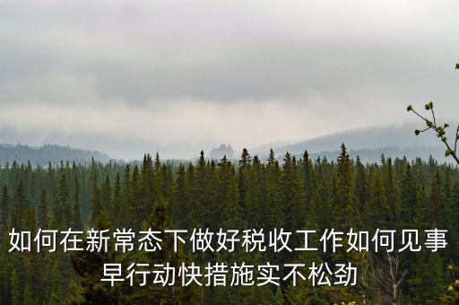 如何在新常態(tài)下做好稅收工作如何見事早行動快措施實不松勁