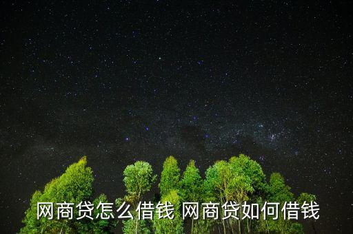  網(wǎng)商貸怎么借錢 網(wǎng)商貸如何借錢