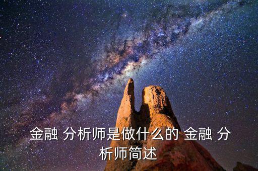  金融 分析師是做什么的 金融 分析師簡述