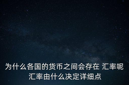 為什么各國的貨幣之間會存在 匯率呢 匯率由什么決定詳細點