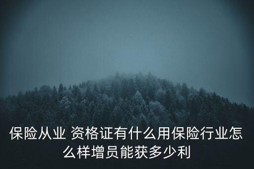 保險(xiǎn)從業(yè) 資格證有什么用保險(xiǎn)行業(yè)怎么樣增員能獲多少利