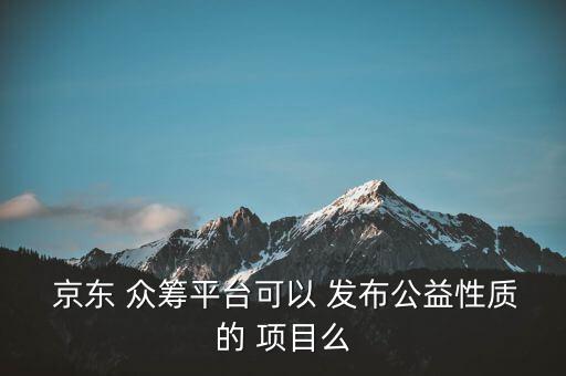  京東 眾籌平臺(tái)可以 發(fā)布公益性質(zhì)的 項(xiàng)目么