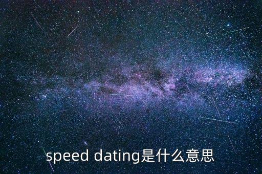 speed dating是什么意思