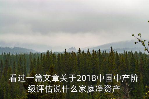 看過一篇文章關于2018中國中產(chǎn)階級評估說什么家庭凈資產(chǎn)