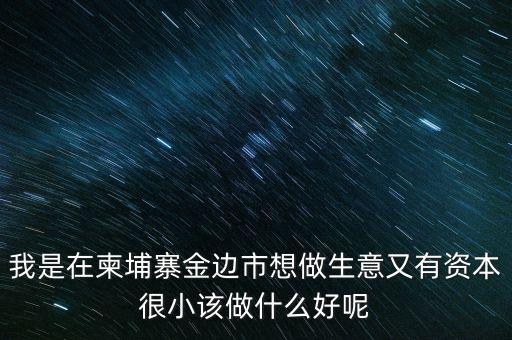 柬埔寨投資100萬元能干什么，我是在柬埔寨金邊市想做生意又有資本很小該做什么好呢