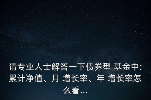 請專業(yè)人士解答一下債券型 基金中:累計凈值、月 增長率、年 增長率怎么看...