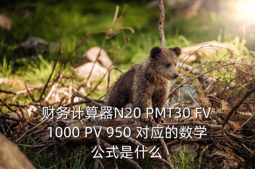 公司理財(cái)FV公式中n是什么，財(cái)務(wù)計(jì)算器N20 PMT30 FV1000 PV 950 對(duì)應(yīng)的數(shù)學(xué)公式是什么