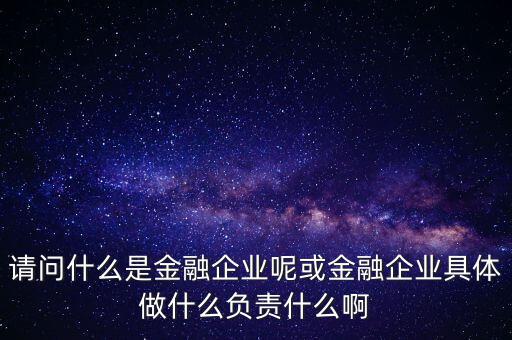 請問什么是金融企業(yè)呢或金融企業(yè)具體做什么負責(zé)什么啊