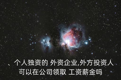 、個(gè)人獨(dú)資的 外資企業(yè),外方投資人可以在公司領(lǐng)取 工資薪金嗎