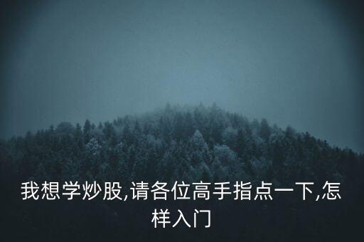 我想學(xué)炒股,請(qǐng)各位高手指點(diǎn)一下,怎樣入門