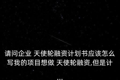 請問企業(yè) 天使輪融資計劃書應該怎么寫我的項目想做 天使輪融資,但是計...