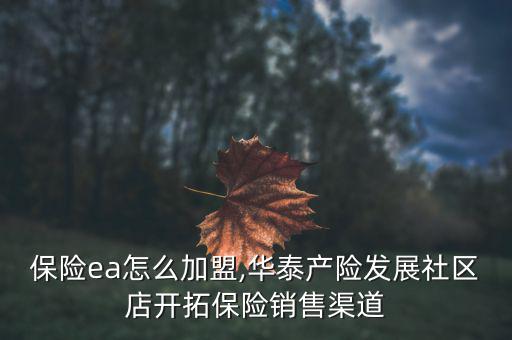 華泰保險(xiǎn)ea怎么加盟,華泰產(chǎn)險(xiǎn)發(fā)展社區(qū)店開拓保險(xiǎn)銷售渠道