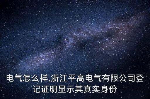 平高電氣怎么樣,浙江平高電氣有限公司登記證明顯示其真實身份