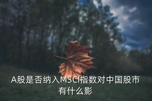 加入明晟指數(shù)有什么用，中國A股納入明晟會有什么影響