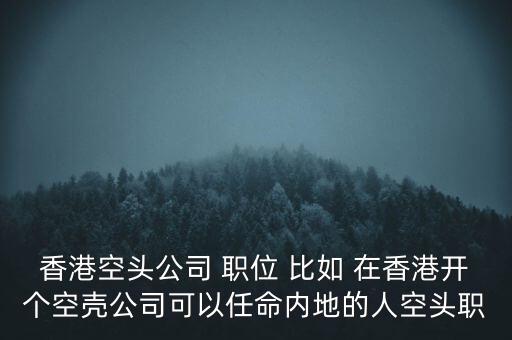 香港空頭公司 職位 比如 在香港開個空殼公司可以任命內(nèi)地的人空頭職