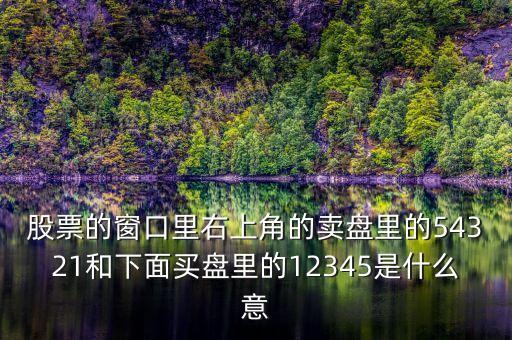 股票12345什么意思，股票上面12345檔口下面12345檔口代表什么意只