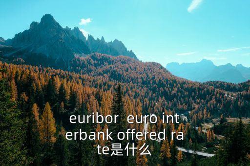 euribor  euro interbank offered rate是什么