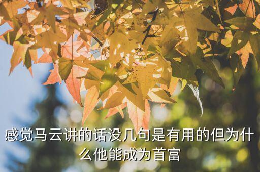 馬云為什么會(huì)成為首富，一個(gè)平民馬云為什么可以成為全國首富