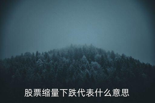 股票縮量下跌代表什么意思