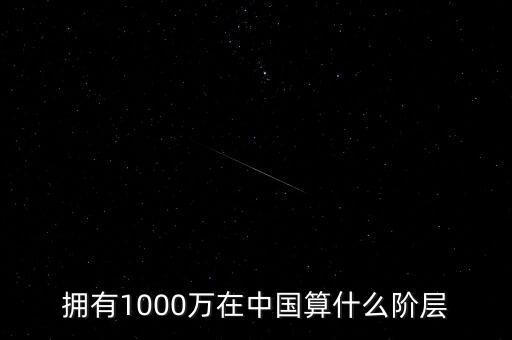 擁有1000萬(wàn)在中國(guó)算什么階層