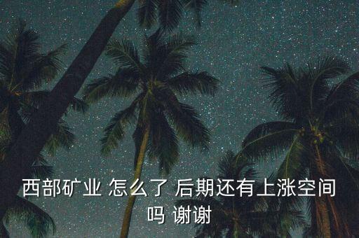 西部礦業(yè)什么時間上升，西部礦業(yè) 怎么了 后期還有上漲空間嗎 謝謝