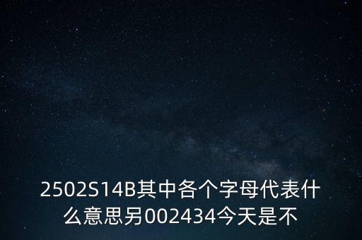 2502S14B其中各個字母代表什么意思另002434今天是不