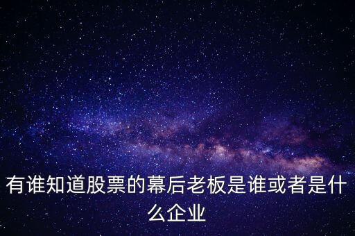 楊莉芳股東是什么人，有誰(shuí)知道股票的幕后老板是誰(shuí)或者是什么企業(yè)