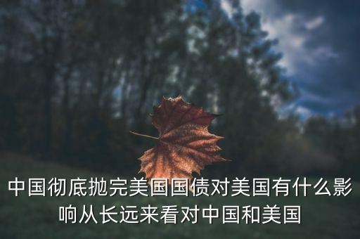 中國徹底拋完美國國債對美國有什么影響從長遠(yuǎn)來看對中國和美國