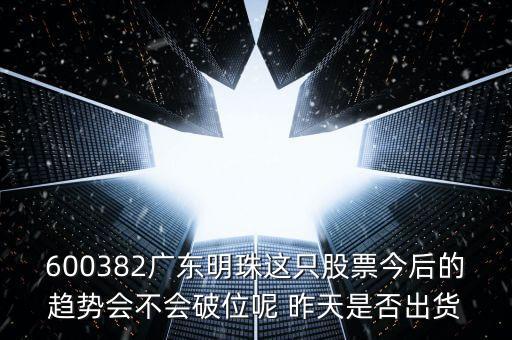 600382廣東明珠這只股票今后的趨勢會(huì)不會(huì)破位呢 昨天是否出貨