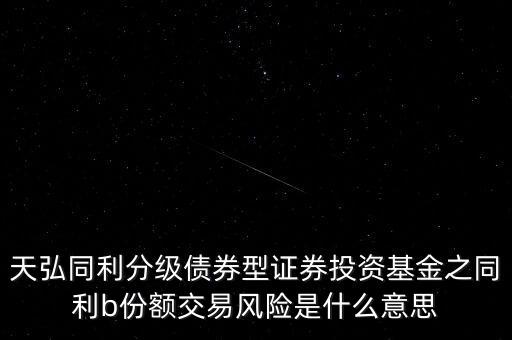 天弘同利分級債券型證券投資基金之同利b份額交易風(fēng)險是什么意思