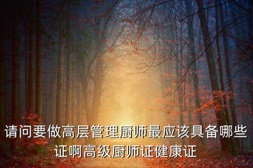 請問要做高層管理廚師最應(yīng)該具備哪些證啊高級廚師證健康證