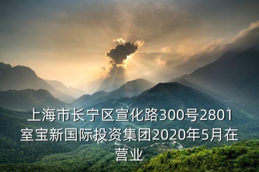 上海市長寧區(qū)宣化路300號2801室寶新國際投資集團(tuán)2020年5月在營業(yè)