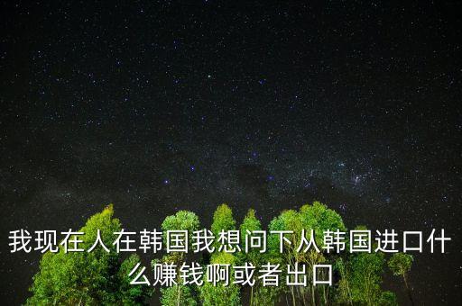 我現(xiàn)在人在韓國(guó)我想問(wèn)下從韓國(guó)進(jìn)口什么賺錢(qián)啊或者出口