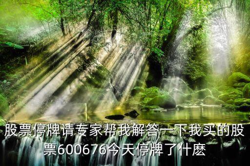 股票停牌請專家?guī)臀医獯鹨幌挛屹I的股票600676今天停牌了什麼